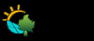 Illustration combining sun, leaf, and water droplet symbolizing renewable energy and environmental sustainability