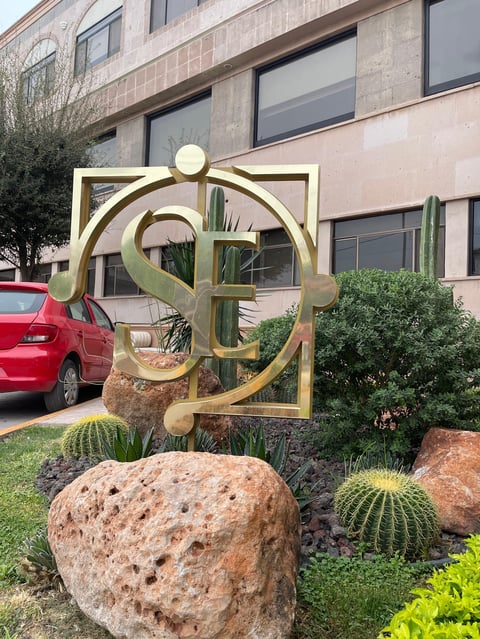 Gold abstract sculpture